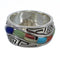 Sterling Silver And Multicolor Southwest Water Wave Ring Size 5-1/2 YX75492